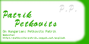 patrik petkovits business card